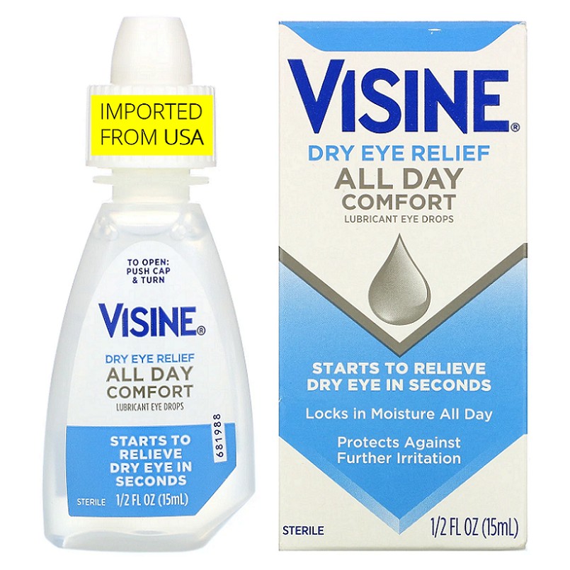 Visine, Dry Eye Relief, All Day Comfort, Lubricant Eye Drops, 15 ml