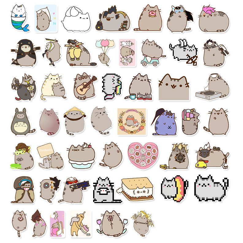 Ministro Cabeza gesto Set Of 50 Pieces) Cute Pusheen Cat Stickers Decorated Laptops, Helmets,  Suitcases, Scooters, Skateboards - DB.052 | Shopee Philippines