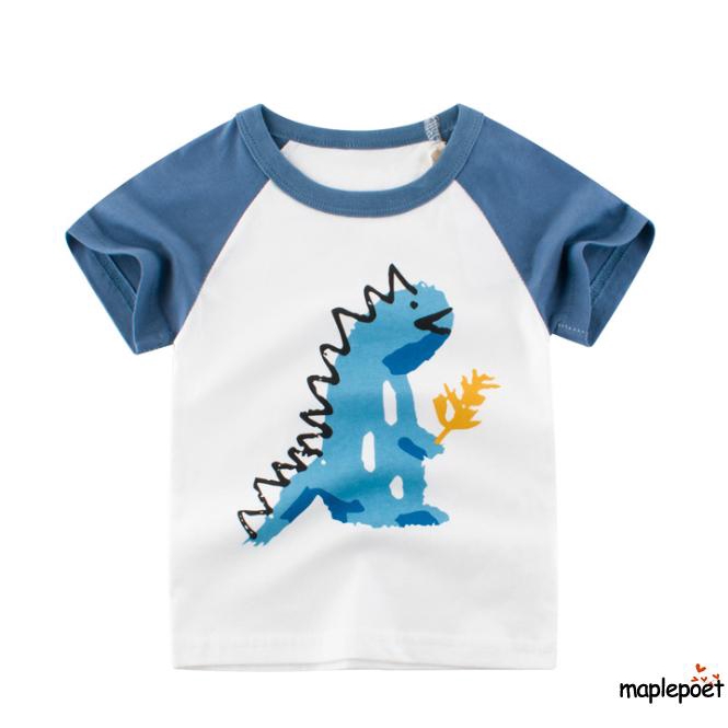 Little Boys T Shirt Summer Short Sleeve Cute Dinosaur Pattern Top Shirt Patchwork Loose Round Neck Pullover Top Shopee Philippines - yellow dino t shirt roblox