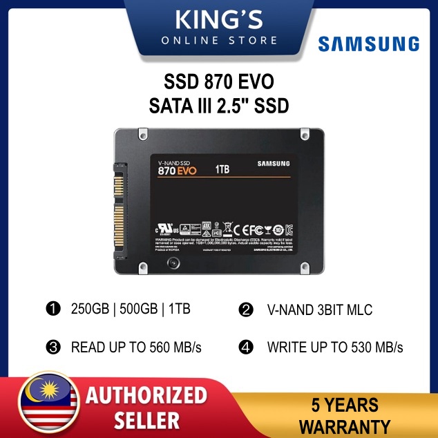 Samsung SSD 870EVO SATA III 250GB/500GB/1TB/2TB SATA III Desktop PC