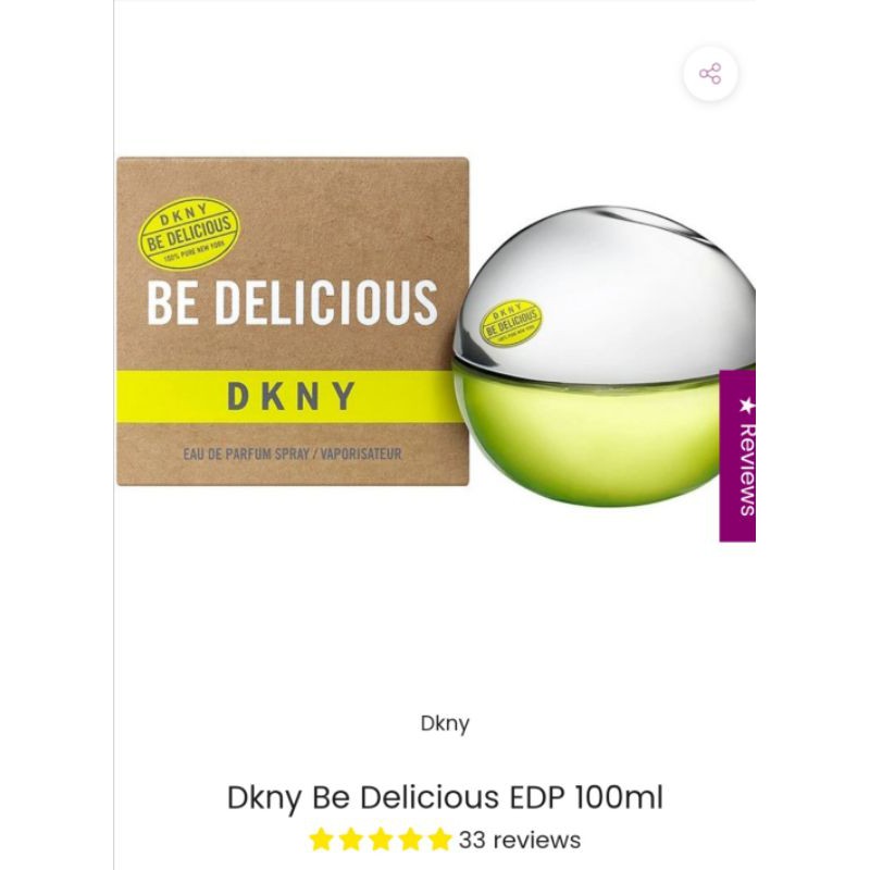 DKNY BE DELICIOUS 100ML/100‰Authentic From US/Moneyback Guarantee if proven fake Shopee