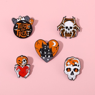 Hot Sale Free Shipping Halloween Pumpkin Skull Brooch Men Women Cute Japanese Metal Badge Pin Accessories Cartoon Ba #1