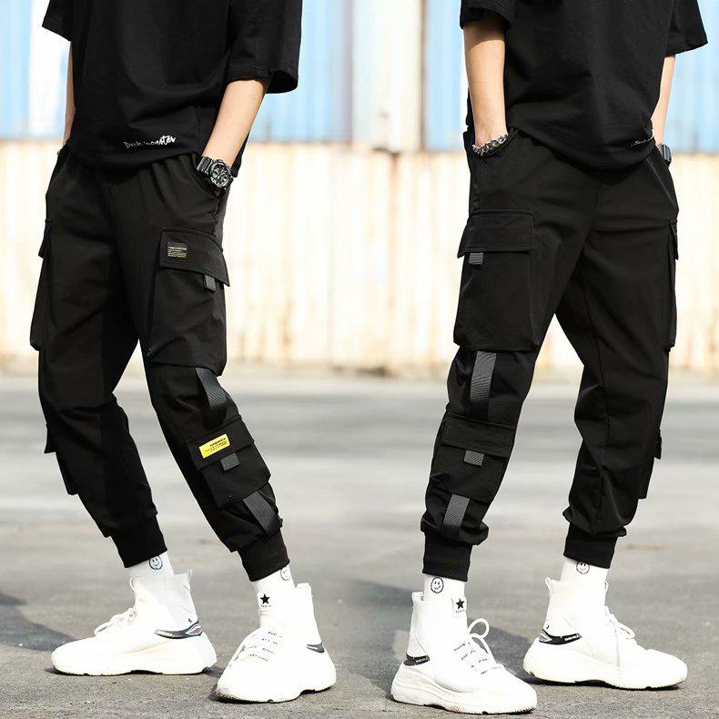 【S-5XL】Plus Size Loose Hip Hop Tight Leg jogger Harem Pants Casual Long cargo Pants Autumn Tactical pants for men