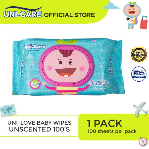 UniLove Unscented Baby Wipes 100's Pack of 1 Shopee Philippines
