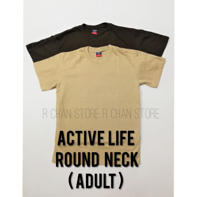 PLAIN COLOR! ROUND NECK T SHIRT ( ACTIVE LIFE) XS TO 3XL!! BROWN AND