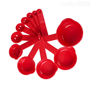 11pcs/set Measuring Cups Graduated Kitchen Measuring Tools Plastic Household Meaurement Spoons, Red runbu998 store #8