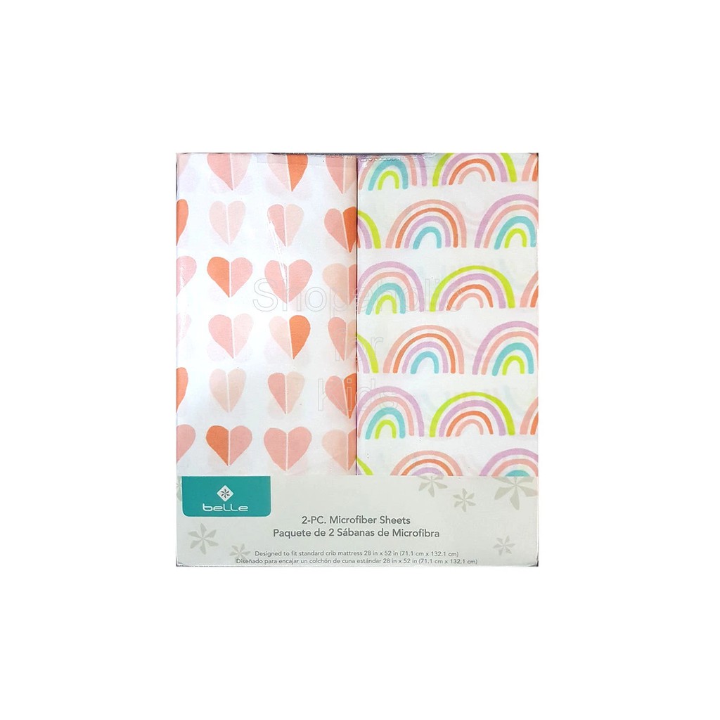 Belle 2 Piece Microfiber Sheets Hearts Rainbows Shopee