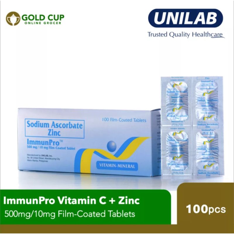 Immunpro Vitamin C + Zinc by Unilab (100 Tablets) Shopee Philippines