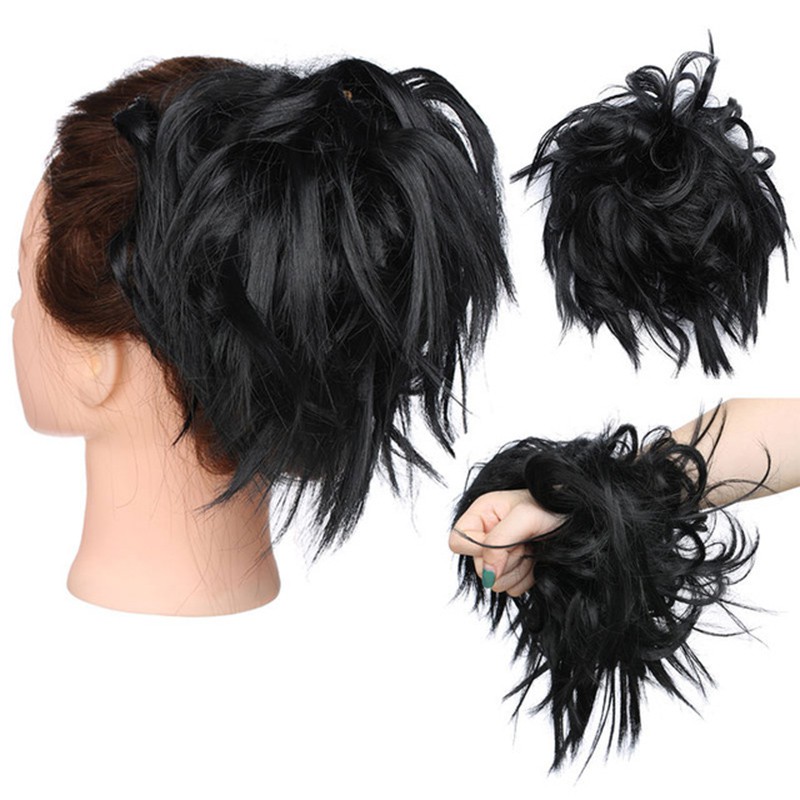 Women Messy Scrunchie Bun Straight Elastic Band Updo Hairpiece