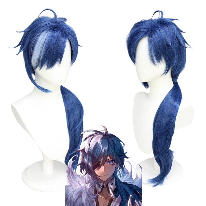 Genshin Impact Cos Wigs Kaeya Cosplay Wig Dark Blue Highlights Gradient 