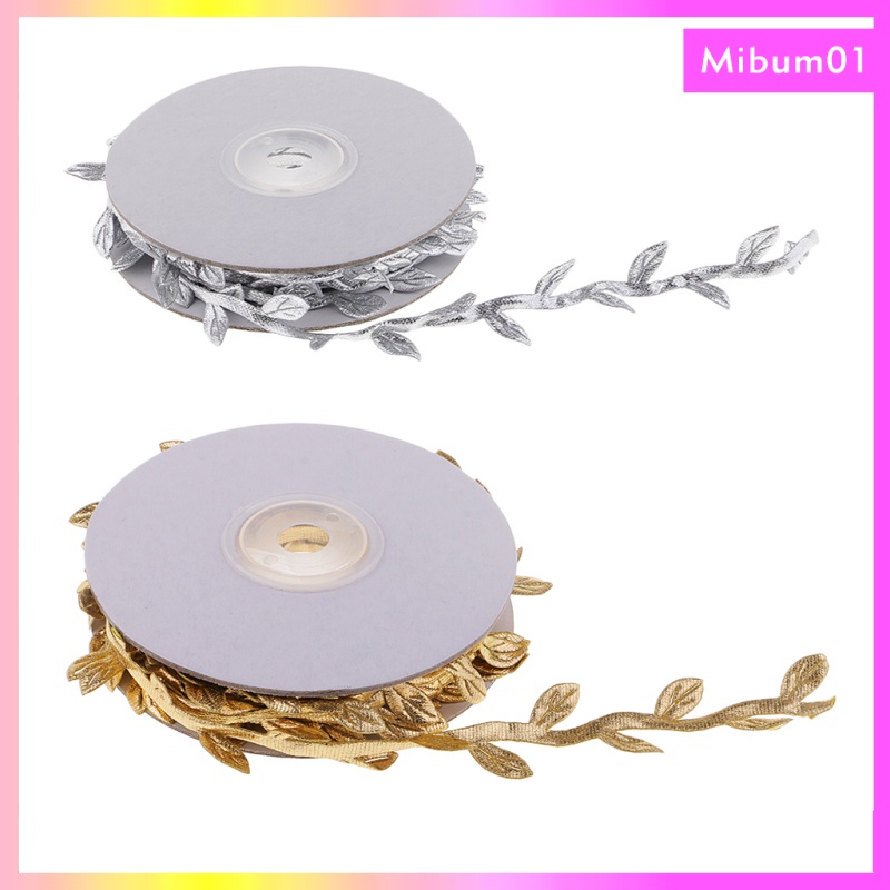10 Meters Gold Silver Vintage Leaf Leaves Decorative Ribbon Trim Vine Garland for DIY  Wedding Br #2