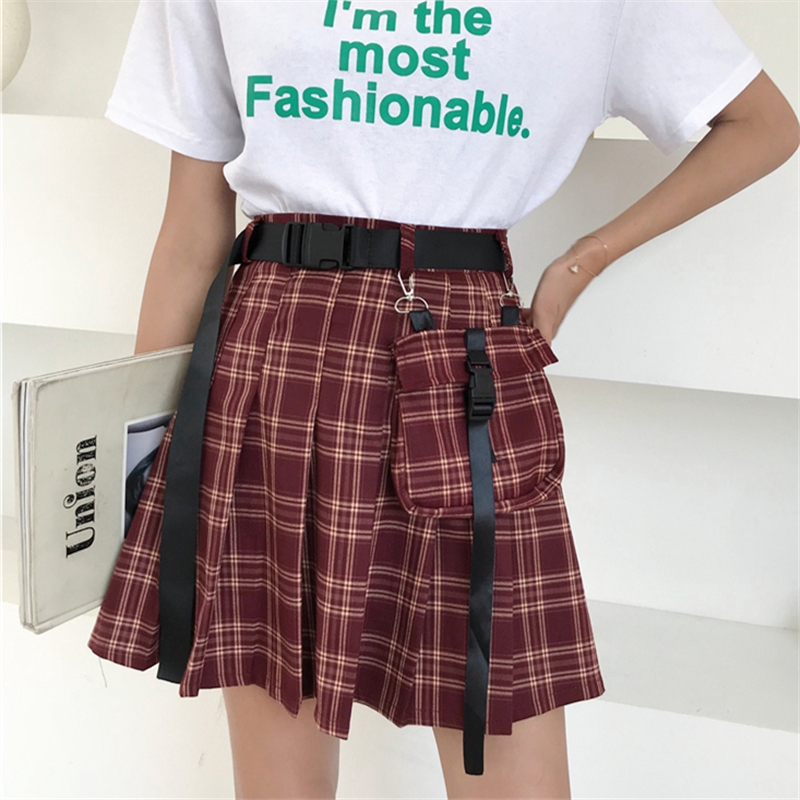 plaid skirt overalls