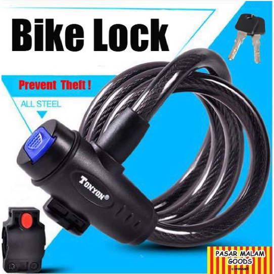 Tonyon bicycle lock bike Keylock bike lock MTB RD Cable Lock Shopee