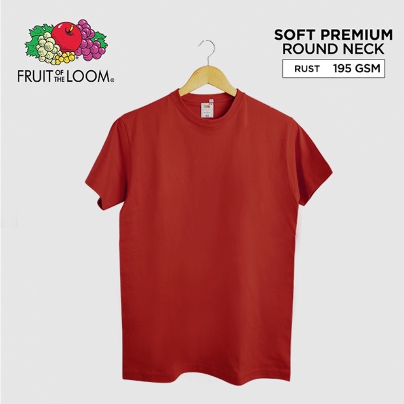 FRUIT OF THE LOOM RUST FOTL Original SOFT PREMIUM Round Neck plain 100 ...