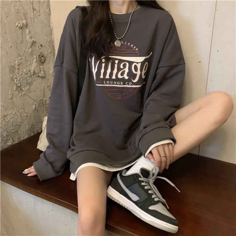 women's fashion letter print long sleeve sweater