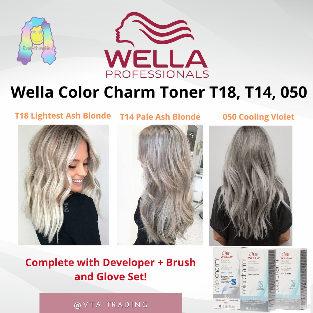 Wella Toner Color Charm T Lightest Ash Blonde T Pale Ash Blonde Cooling Violet Shopee