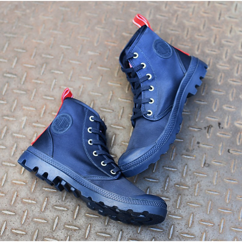 Men Women Canvas Martin Boots Blue 