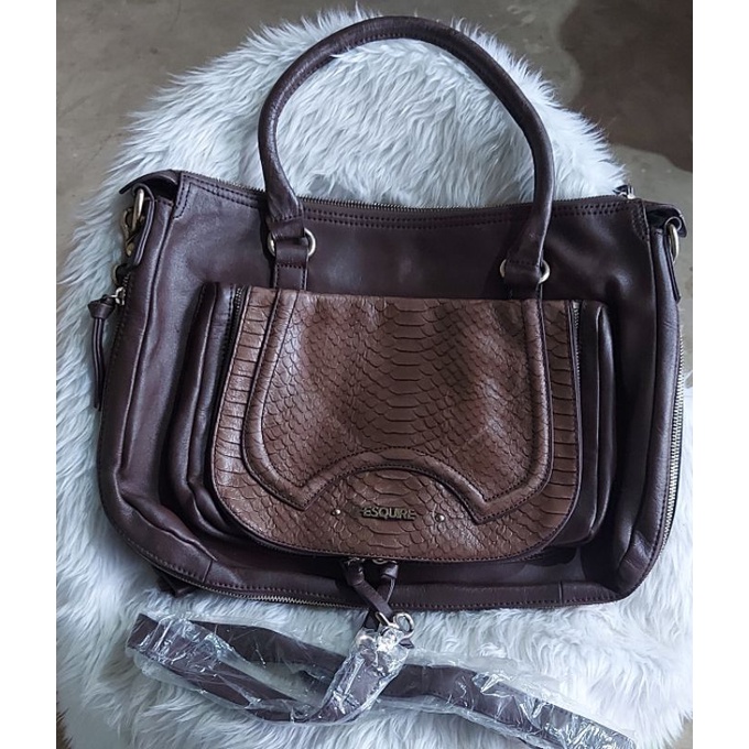 Esquire Genuine Leather Handbag with Sling (Excellent Condition) Shopee Philippines