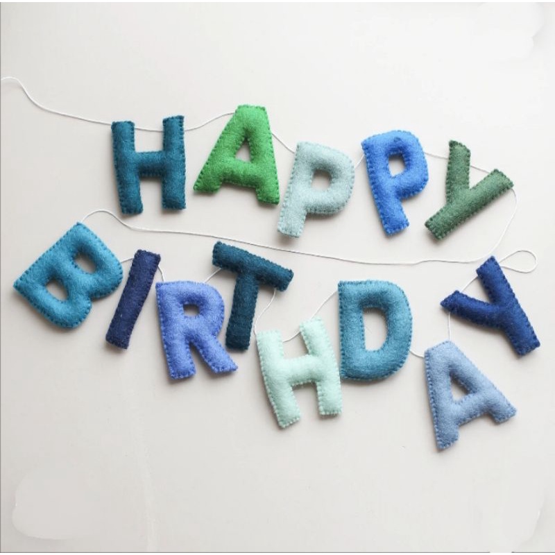 Happy birthday felt 8 inches banner made with felt fabric Big size
