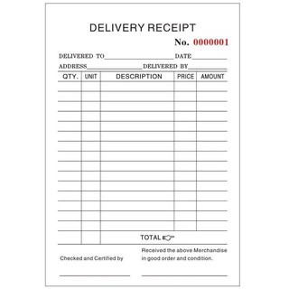 DELIVERY RECEIPT Resibo (vertical) duplicate and triplicate carbon ...