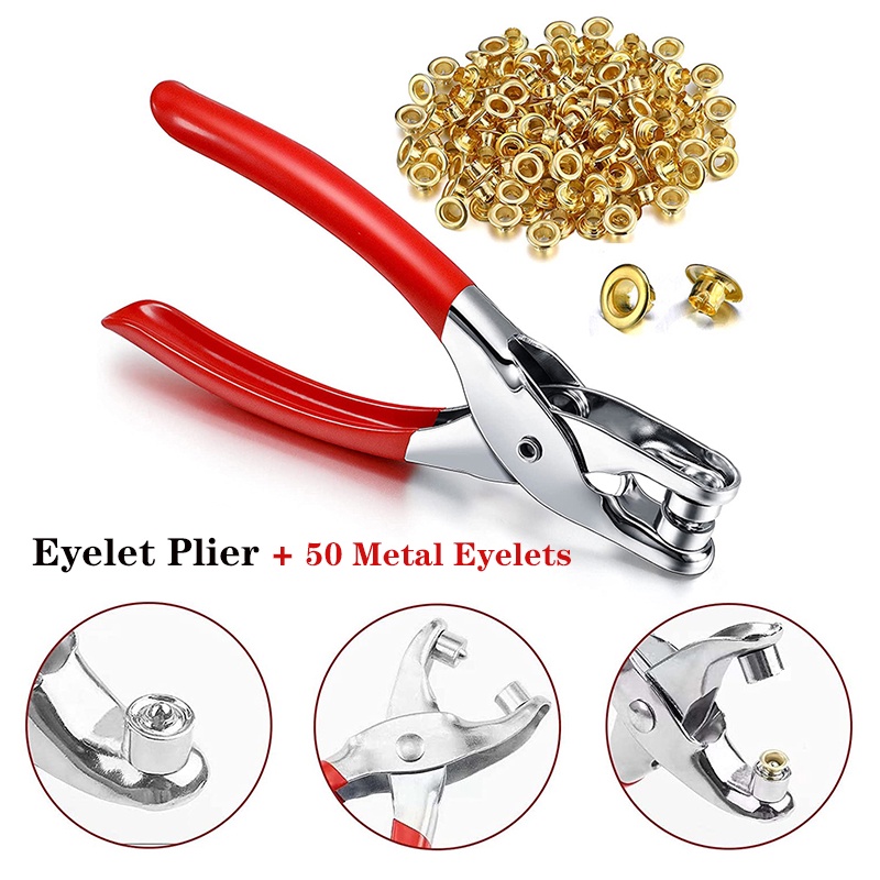 Grommet Eyelet Plier Set 1/4 Inch Eyelet Hole Punch Pliers with 50pcs