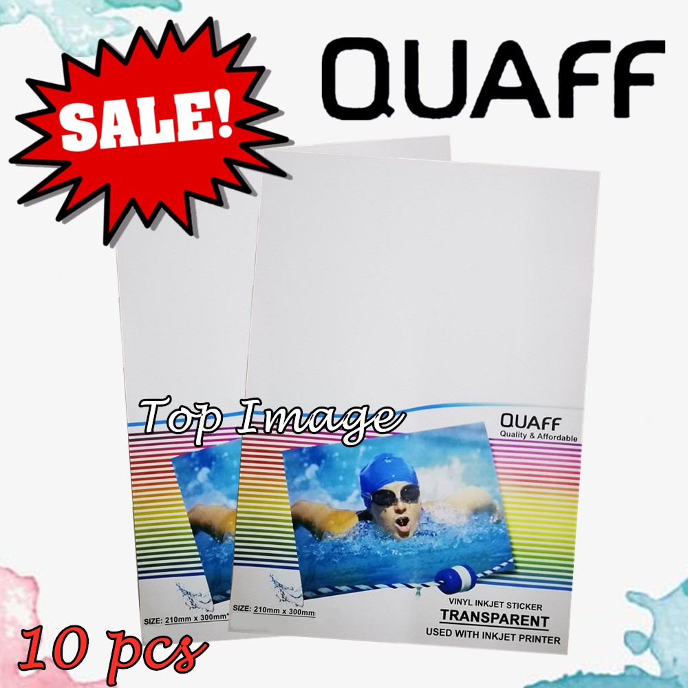 quaff printable transparent vinyl inkjet sticker a4 10