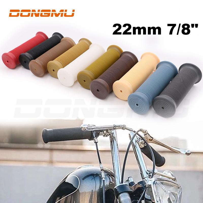 Motorcycle Hand Grips for 7/8 Handlebars Silver Anodized Aluminum & Rubber PAIR 