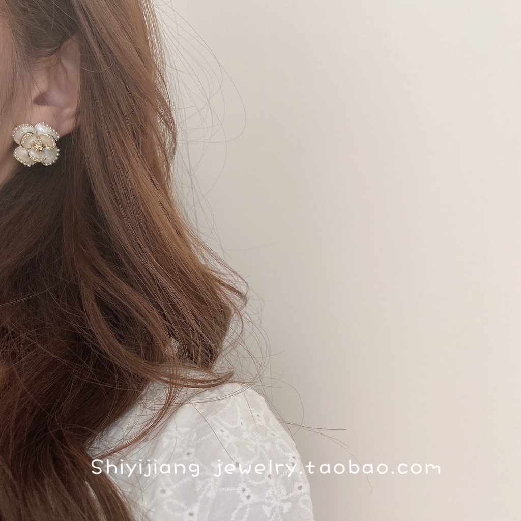 Earrings Camellia Chanel-Style High-Grade Earrings French Style Temperament  Vintage Earrings Flower | Shopee Philippines