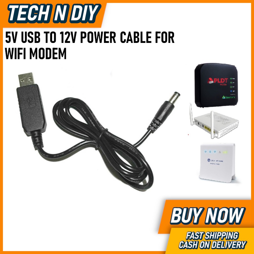 USB to 12V Power Boost Cable for Modem and Router PLDT Globe At Home