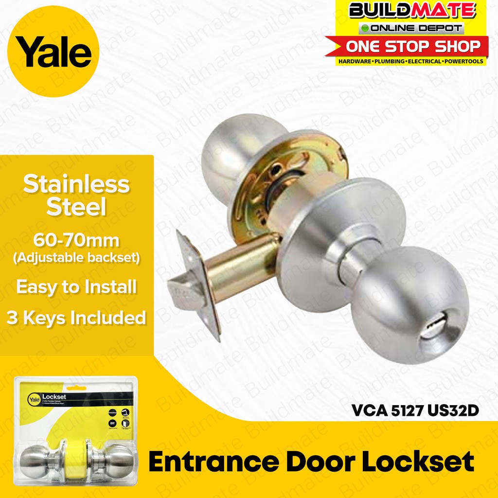 YALE Entrance Doorknob Door Knob Lockset VCA5127 US32D •BUILDMATE ...