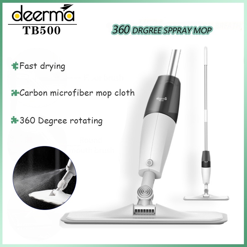 Deerma TB500 Water Spray Mop 360 Degrees Rotating 350mL Water Tank Mop & Cleaning Cloth Shopee
