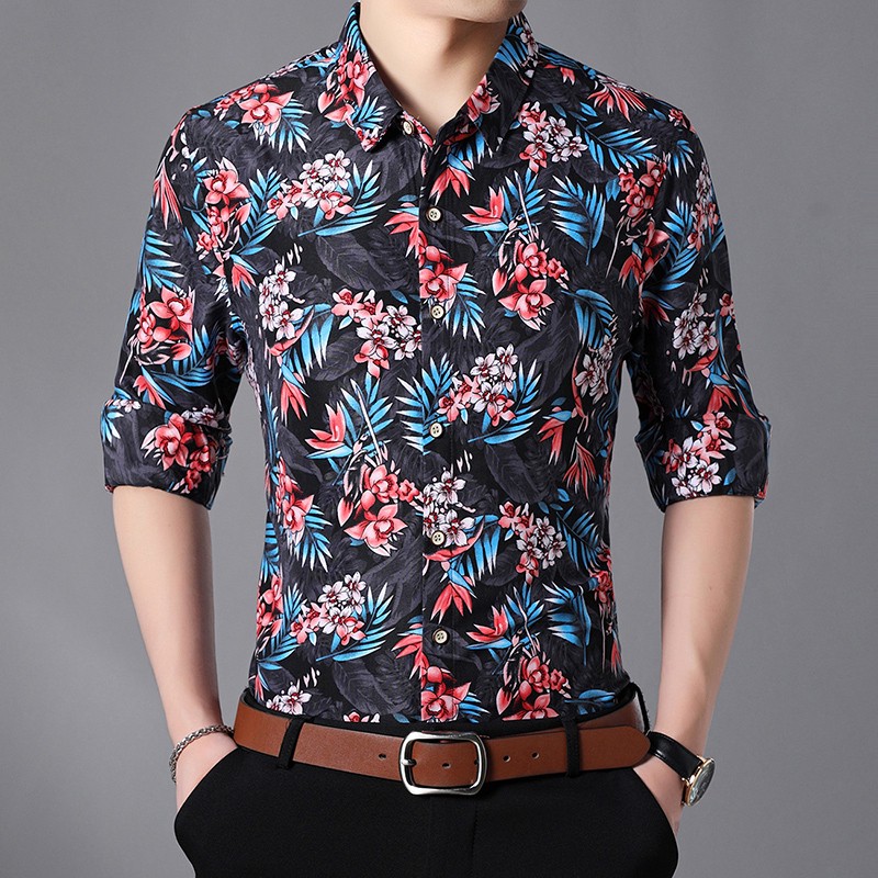 mens long sleeve hawaiian dress shirts