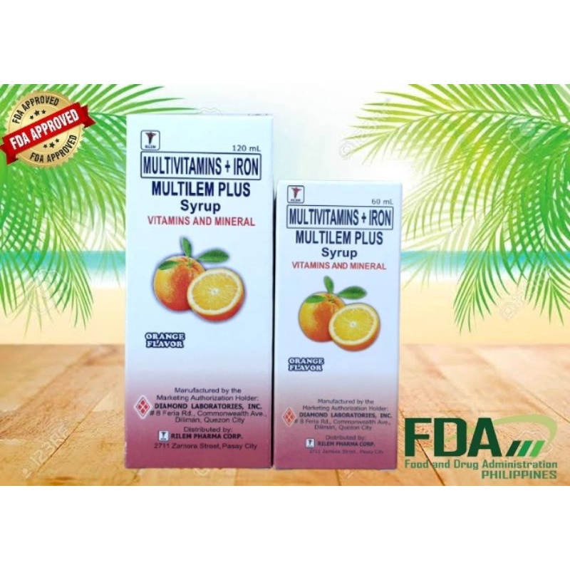 MULTILEM PLUS Multivitamins + Iron 60mL / 120mL Syrup Shopee
