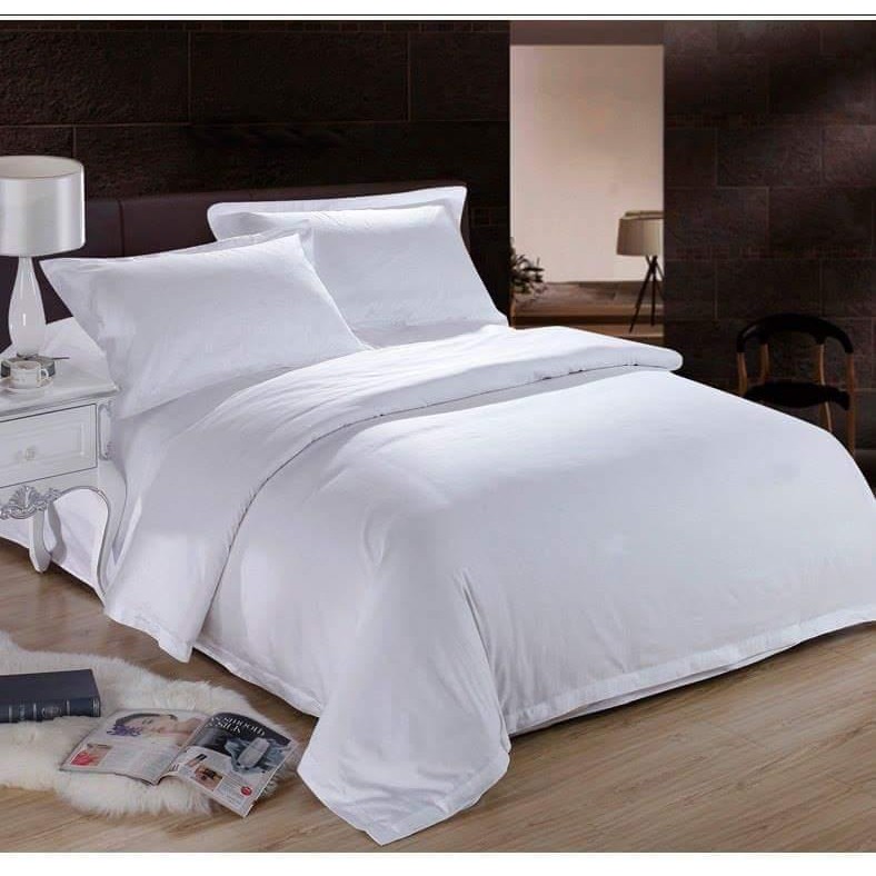 4in1 Cotton White Bedsheet Duvet Cover Single To King Size