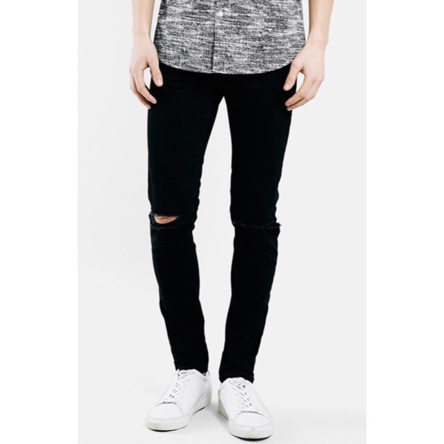 knee ripped jeans mens black
