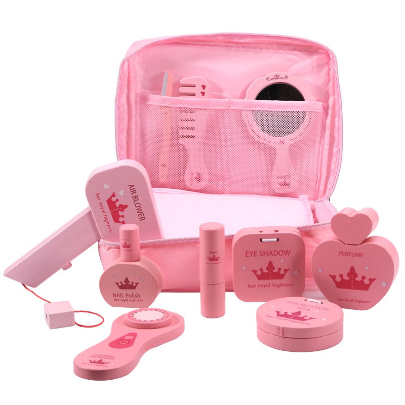 Wooden Makeup Toy Set 12-Pieces Toddler Makeup Kit Pretend Beauty Salon ...