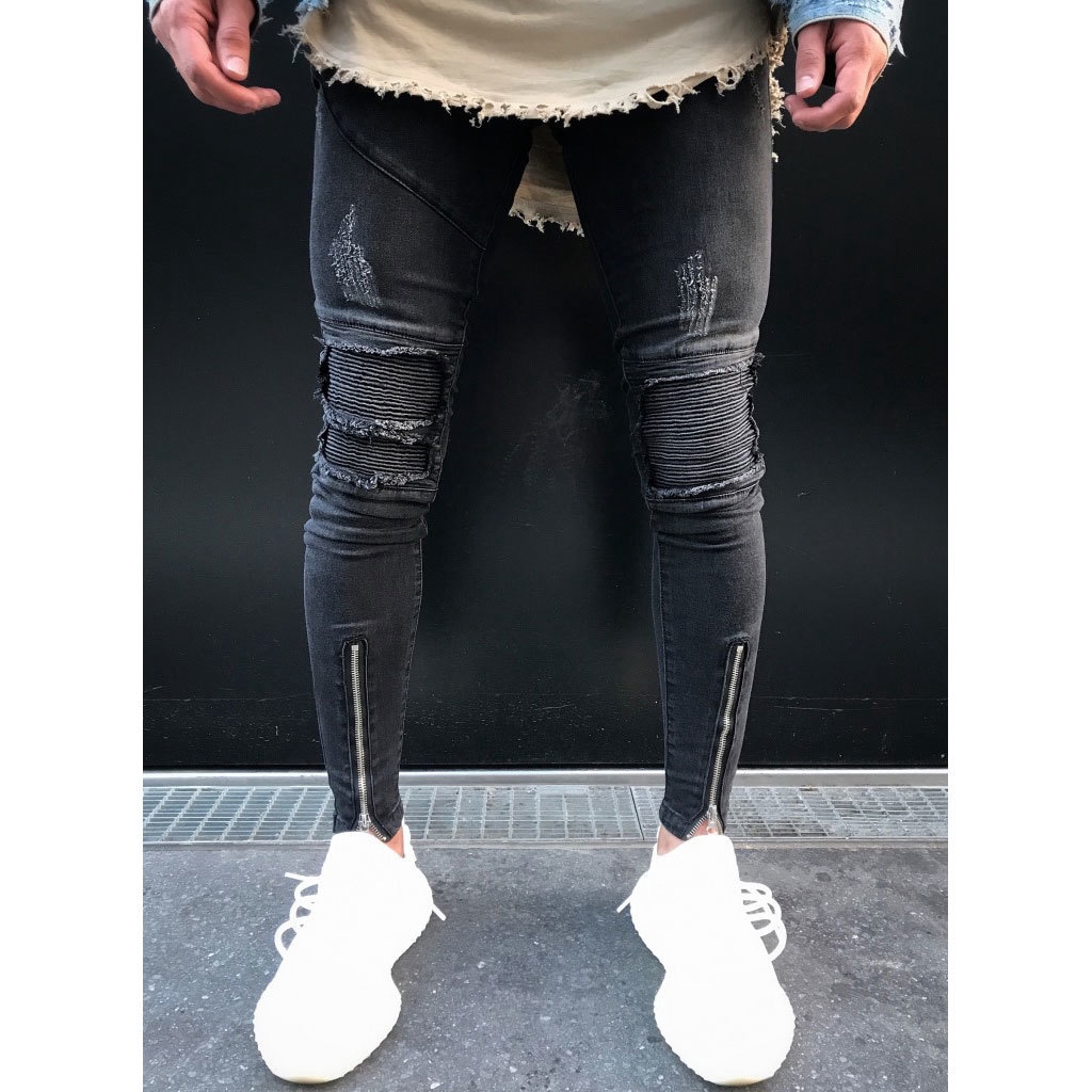 ripped jeans with zippers