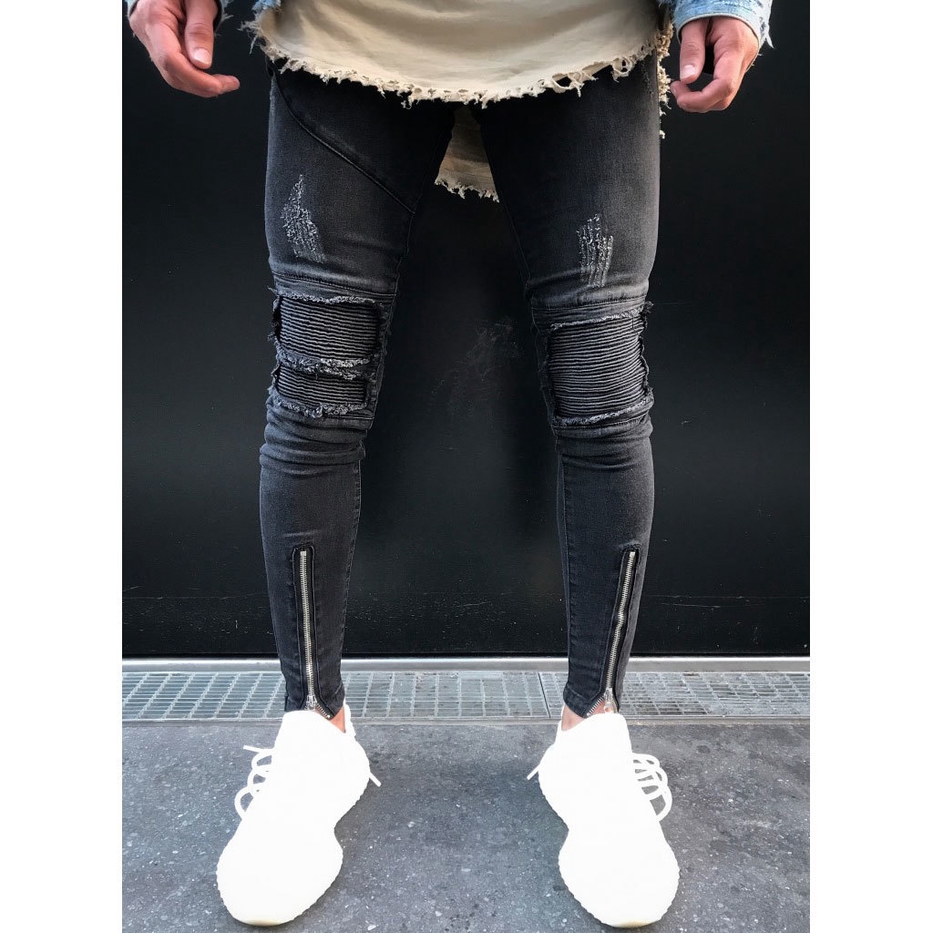 ripped jeans with zips men's