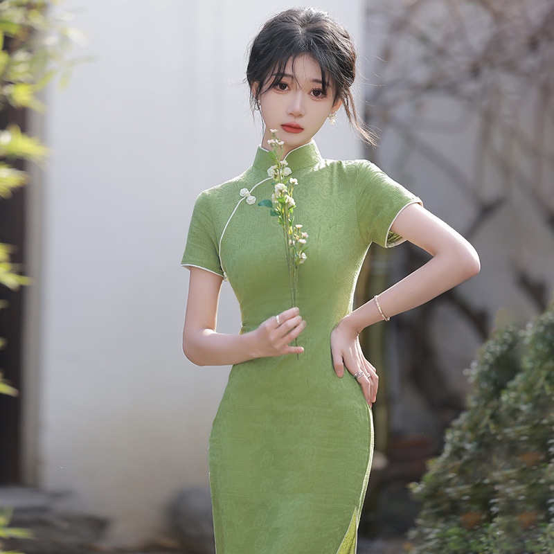 green chinese style dress