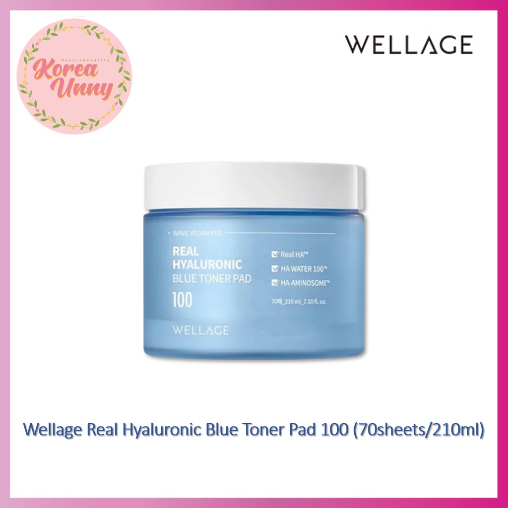 Wellage Real Hyaluronic Blue Toner Pad 100 (70sheets/210ml) | Shopee ...