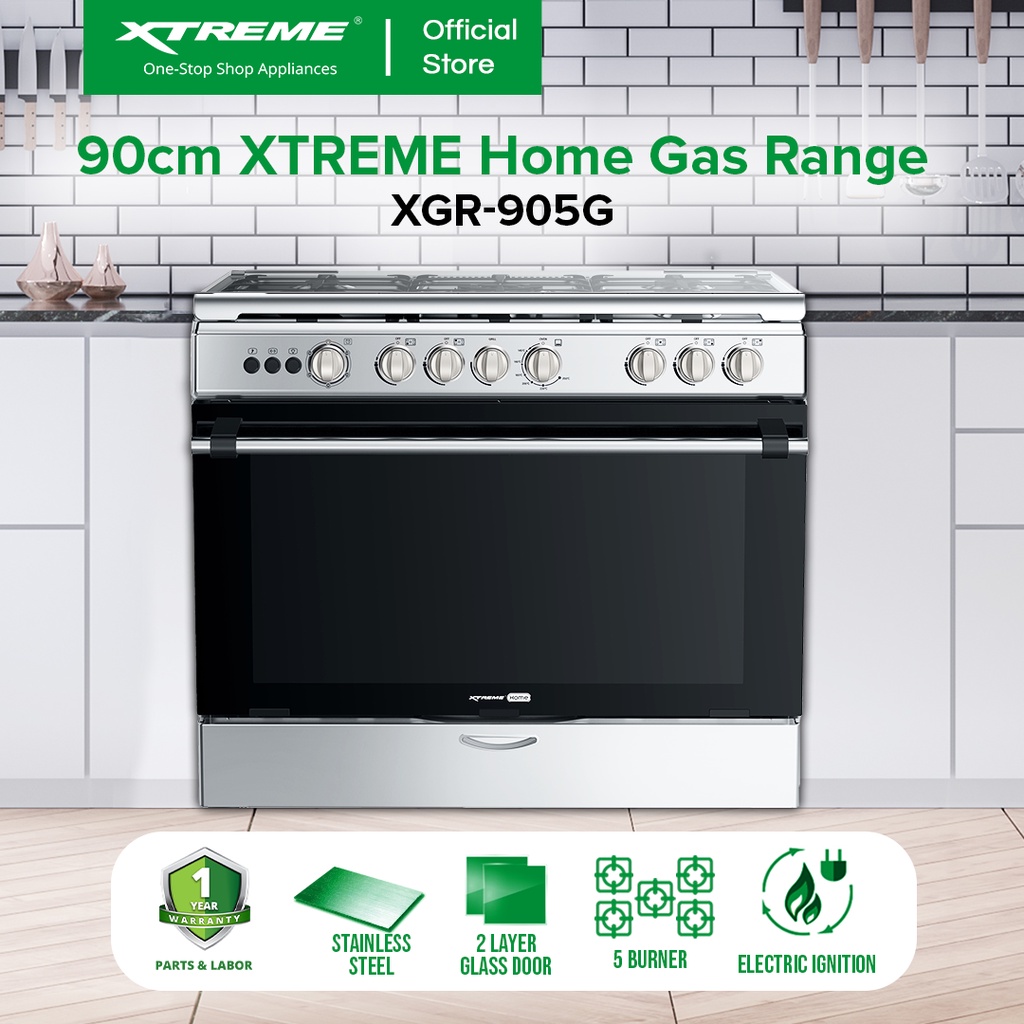 XTREME HOME 90cm Gas Range 5Burner 115L Oven Electric Ignition