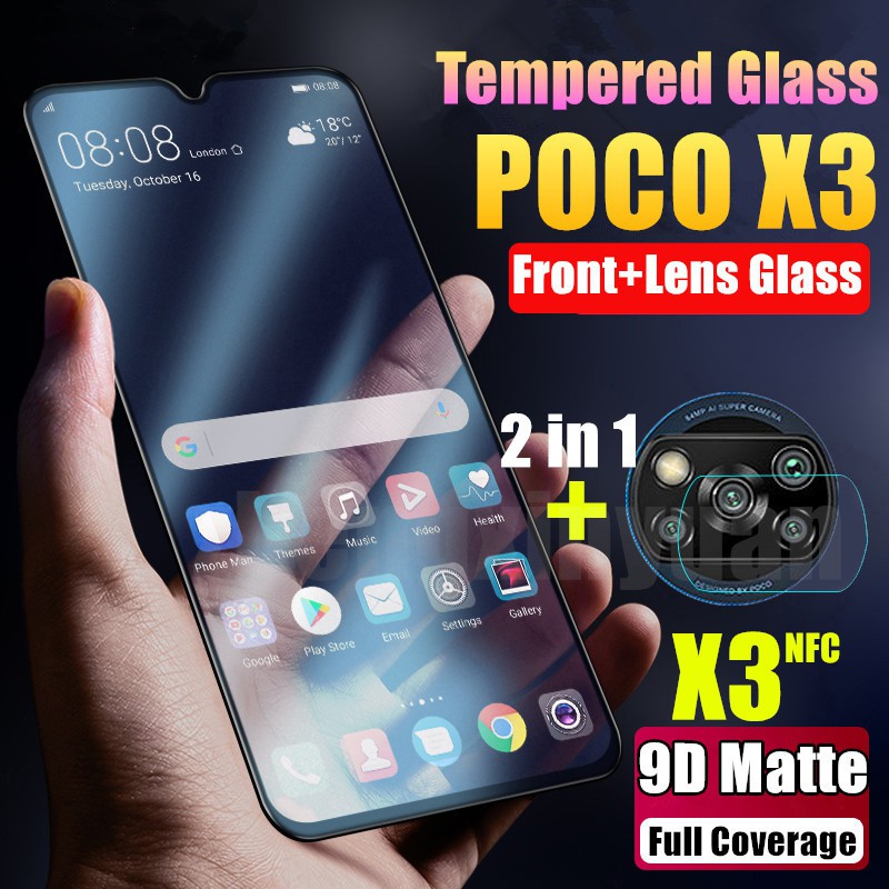 2in1 POCO X3 NFC Camera Lens Protective Film Tempered Glass for
