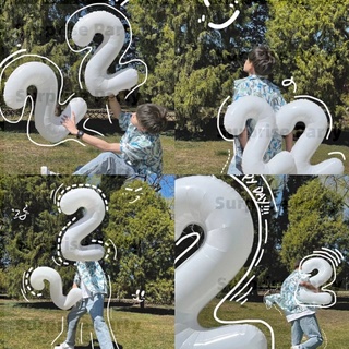 【ready stock】New White Number Balloon 32Inch 0-9 Large Aluminum Foil Balloon Birthday Decoration Party Need Party Decorations Children Toys Baby Bath Supplies Children Gifts