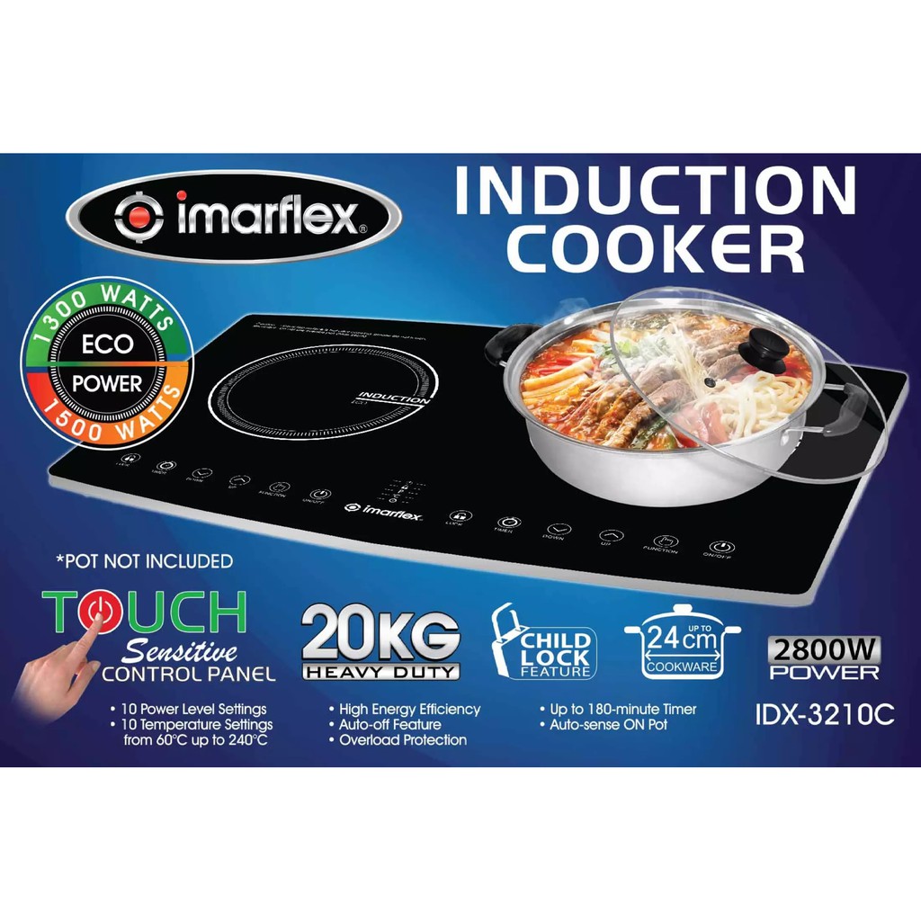 Imarflex Twin Burner Induction Cooker with Child Lock feature IDX3210C