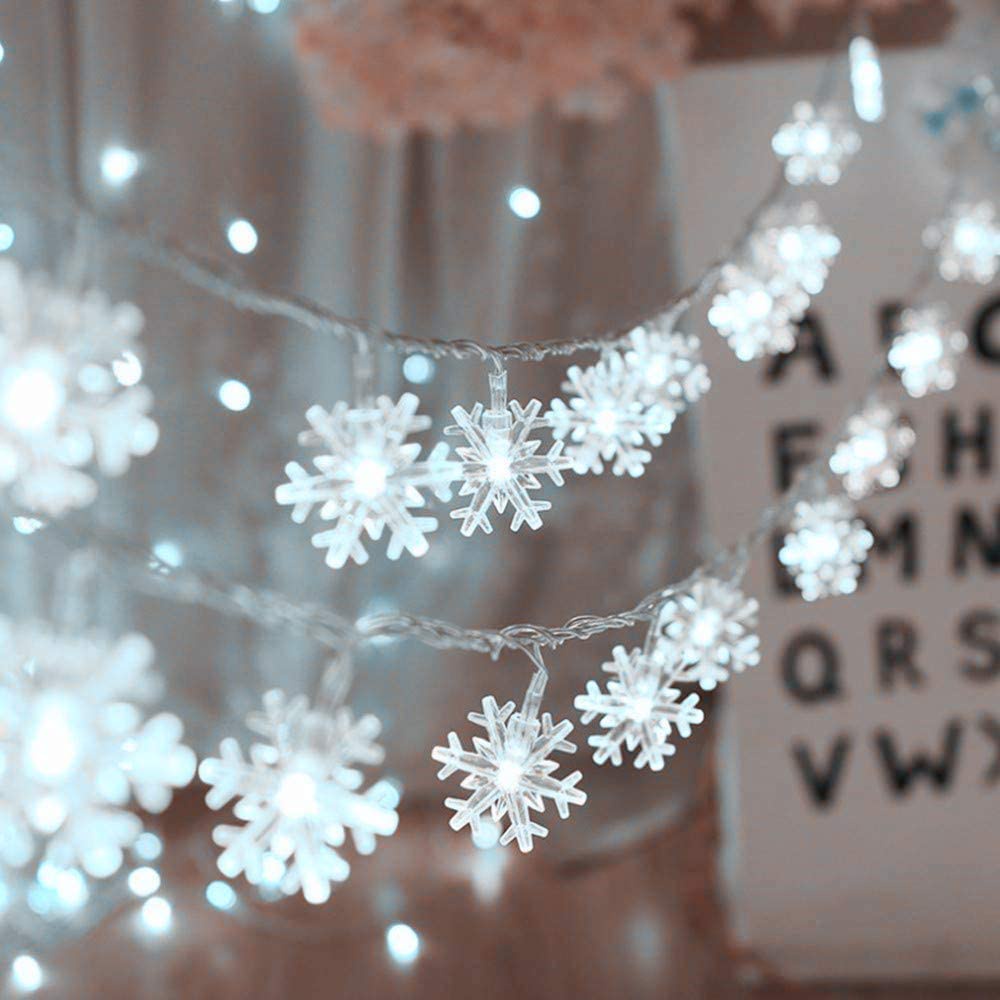 3M Christmas Light Snowflake String Lights Fairy Lights Battery Operated Waterproof for Xmas Garden Patio Bedroom Party Decor Indoor Outdoor Celebration Lighting