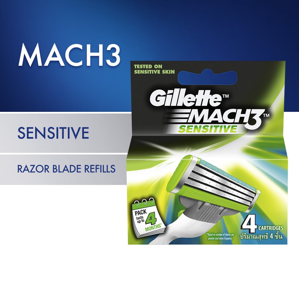 Gillette Mach 3 Razor Blade 4 Sensitive Refills Shopee Philippines