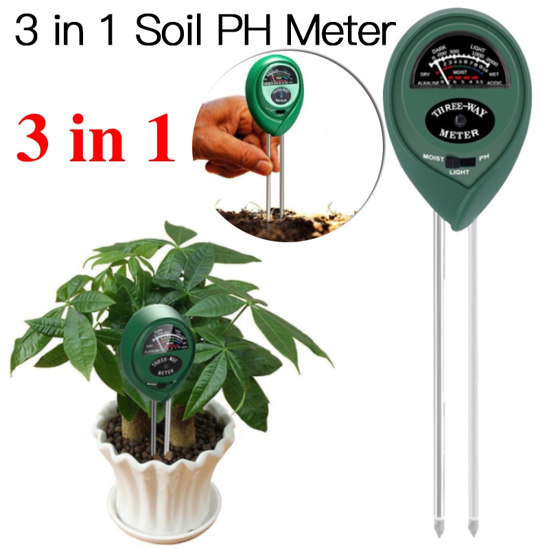 3 In 1 Soil Ph Meter Flower Pot Hygrometer Soil Tester Plants Growth 