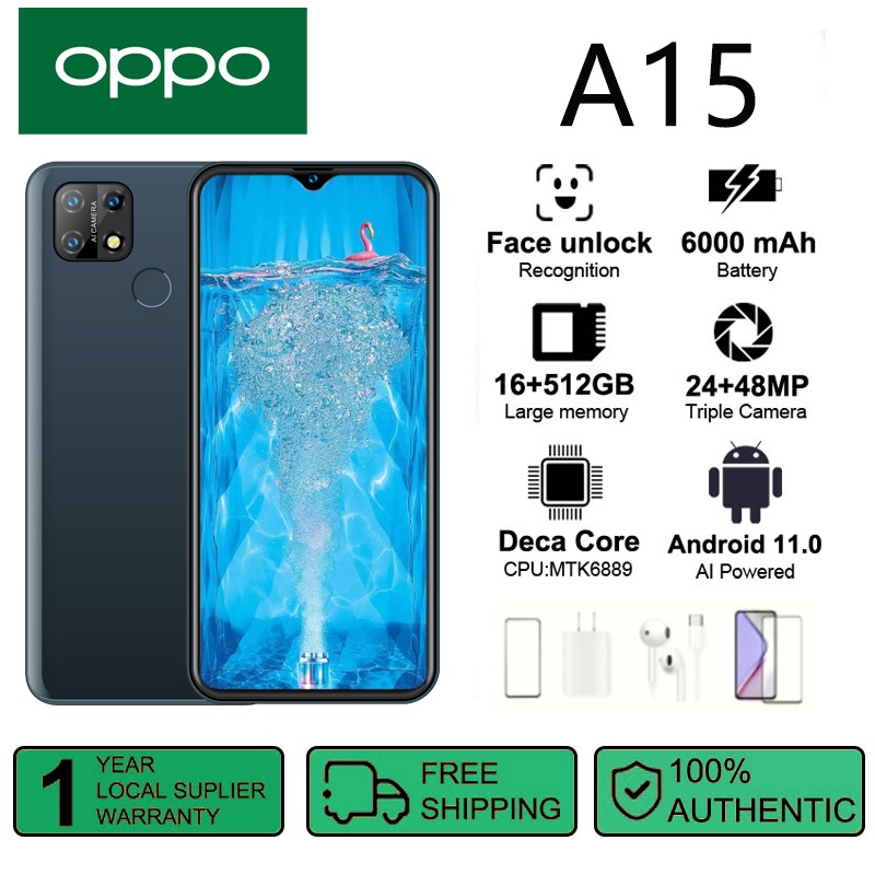 Oppo A15 mobile phone 16+512g mobile phone 6.7 inch Android smartphone 6000mAh game phone