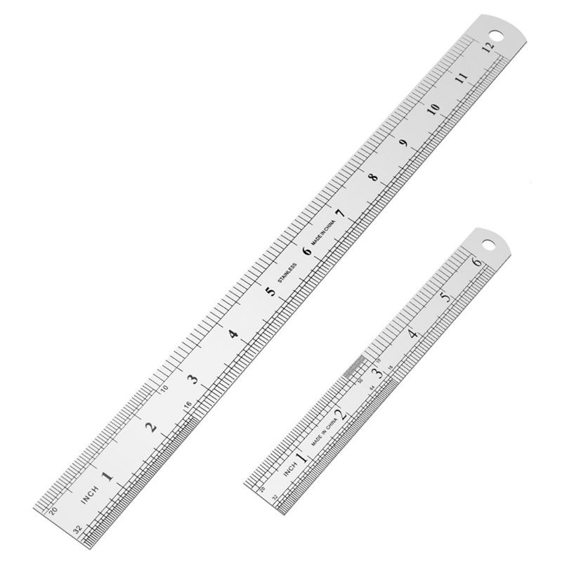 Stainless Steel Ruler 12 Inch + 6 Inch Metal Rulers | Shopee Philippines