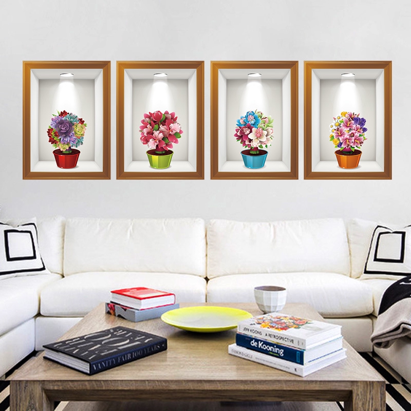 Download Flower Simulation 3d Picture Frame Wall Sticker Mural Decal Home Room Art Decor Diy Wall Sticker Shopee Philippines